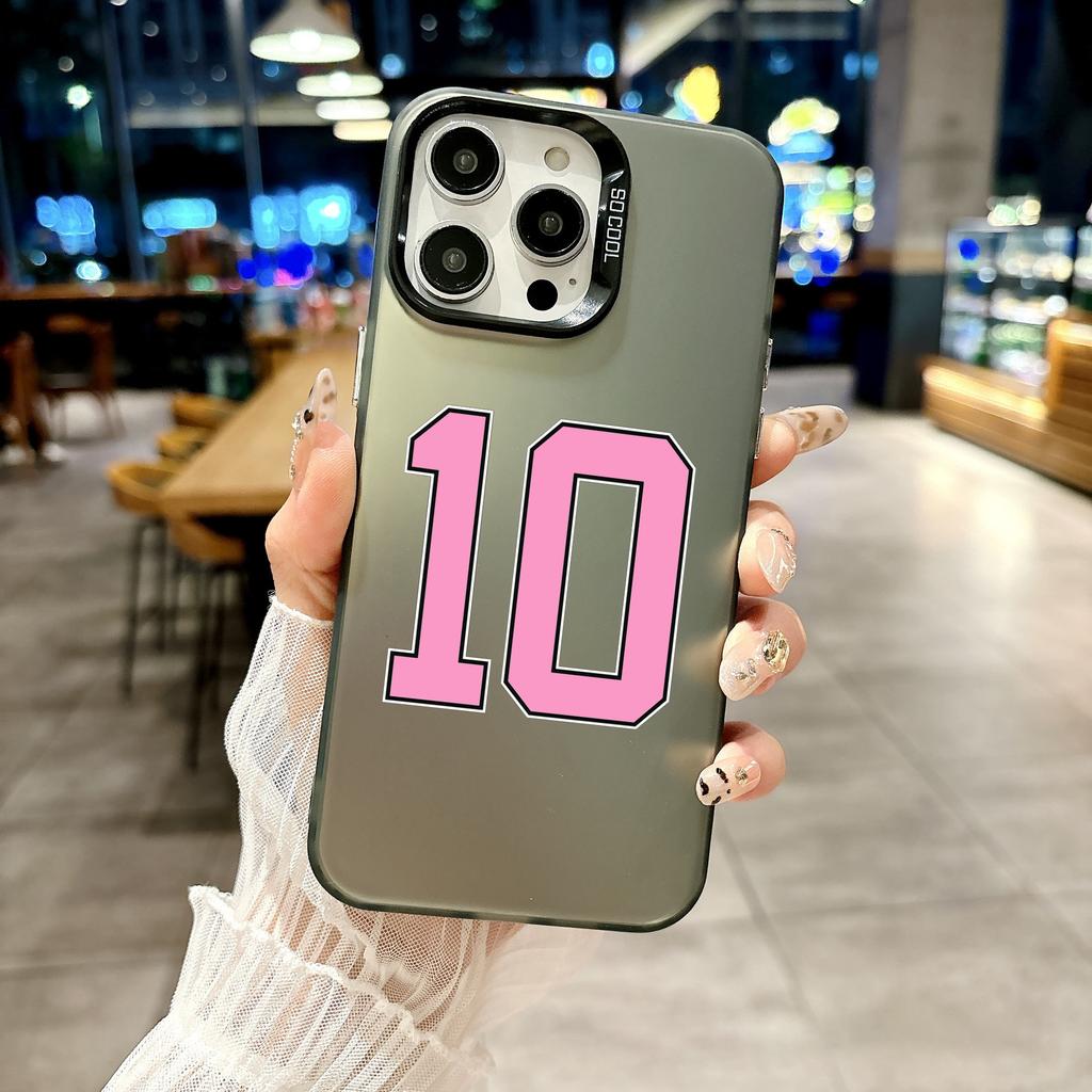 Color Phone Case For iPhone 17 16E 16 11 15 14 Pro MAX 12 13 MINI 7 8 Plus XR SE Silver IMD Cover Fashion Number 7-10 Football