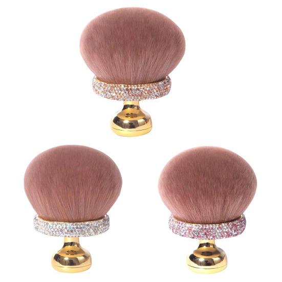Mushroom Makeup Brush with Rhinestone Handle Multi-purpose Self Tanner Applicator Brush Loose Powder Blush Face Body Cosmetic Brush