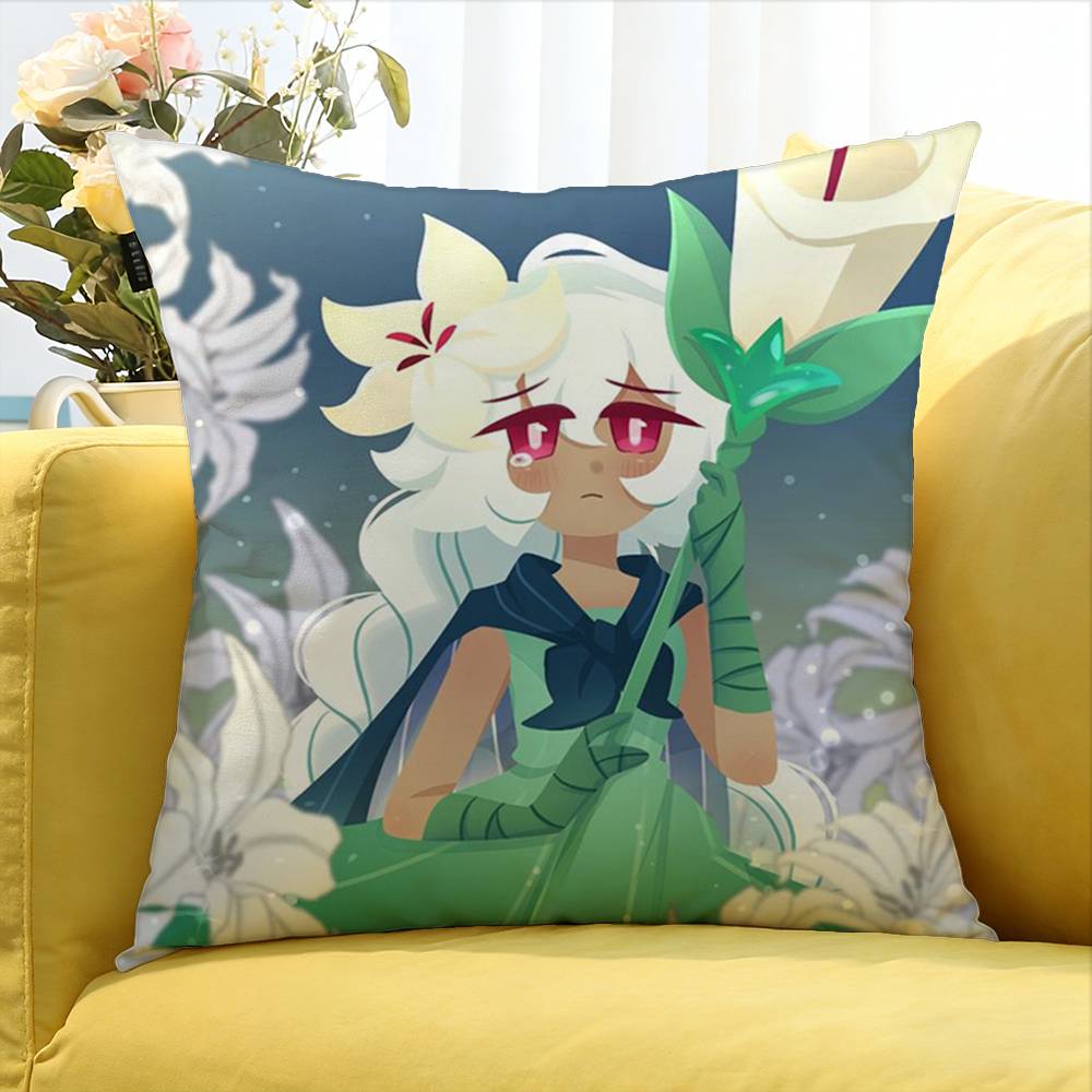 Anime White Lily C-Cookie Various Sizes Square Pillow Case For Car Home Bedchamber Decor