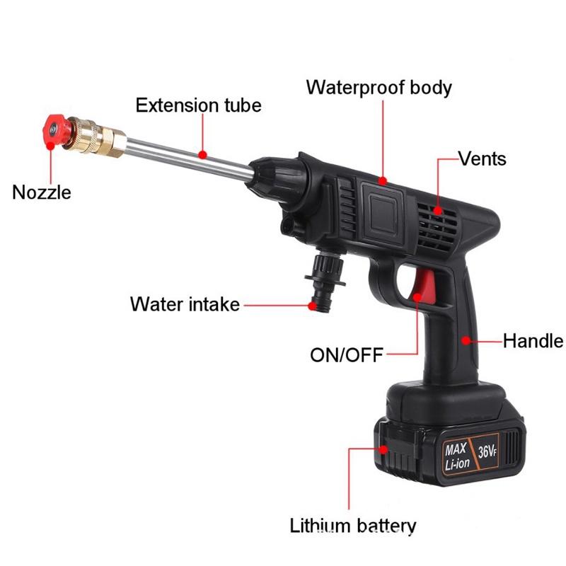 70Bar 1500W 50000mah Wireless High Pressure Car Wash Washer Gun Foam Generator Water Gun Spray Cleaner