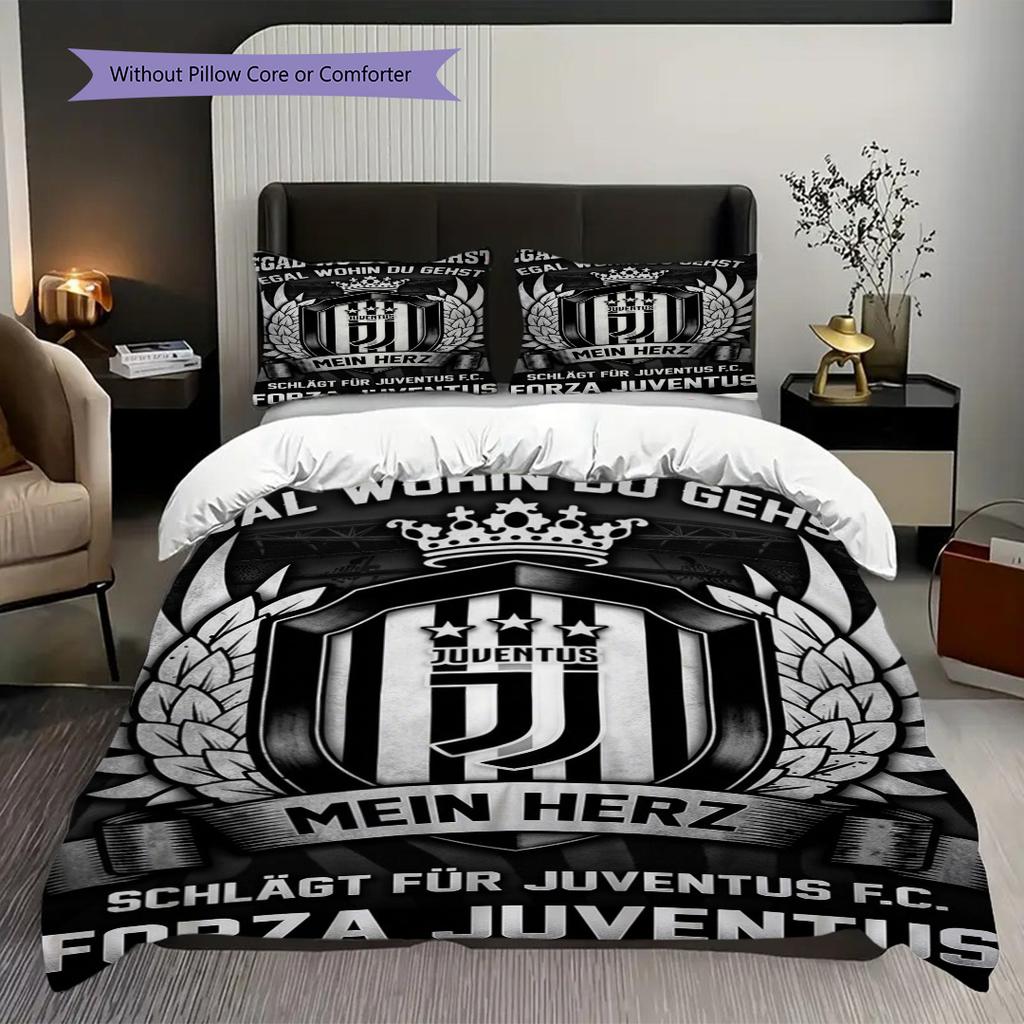 Biancheria da letto Elegance Bianco Nero Juventus (1 * copripiumino + 2 * federa, senza nucleo) Set biancheria da letto Copripiumino e federa Regalo di Natale compleanno