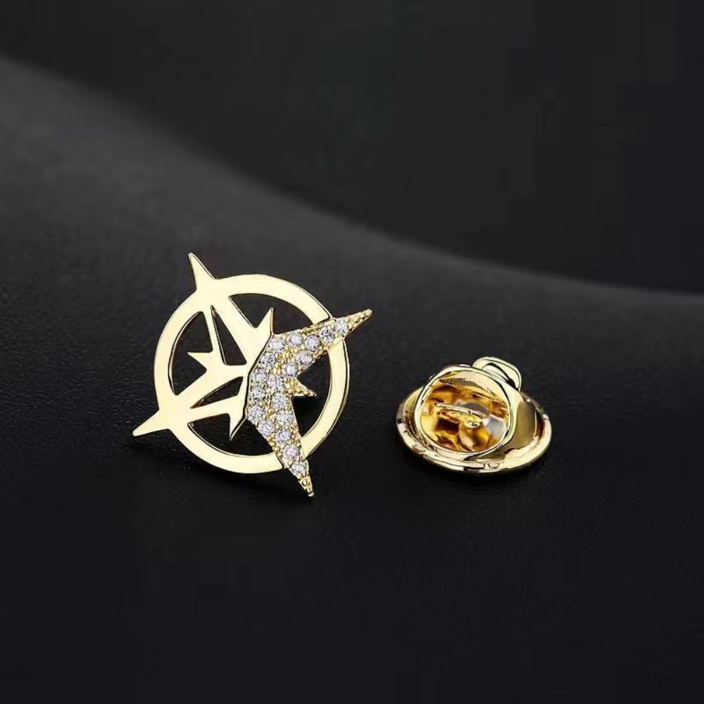 Six-Pointed Star Brooch Rhinestone Metal Lapel Pin for Men Women Suit Corsage Shirt Collar Button Office Leisure Jewelry