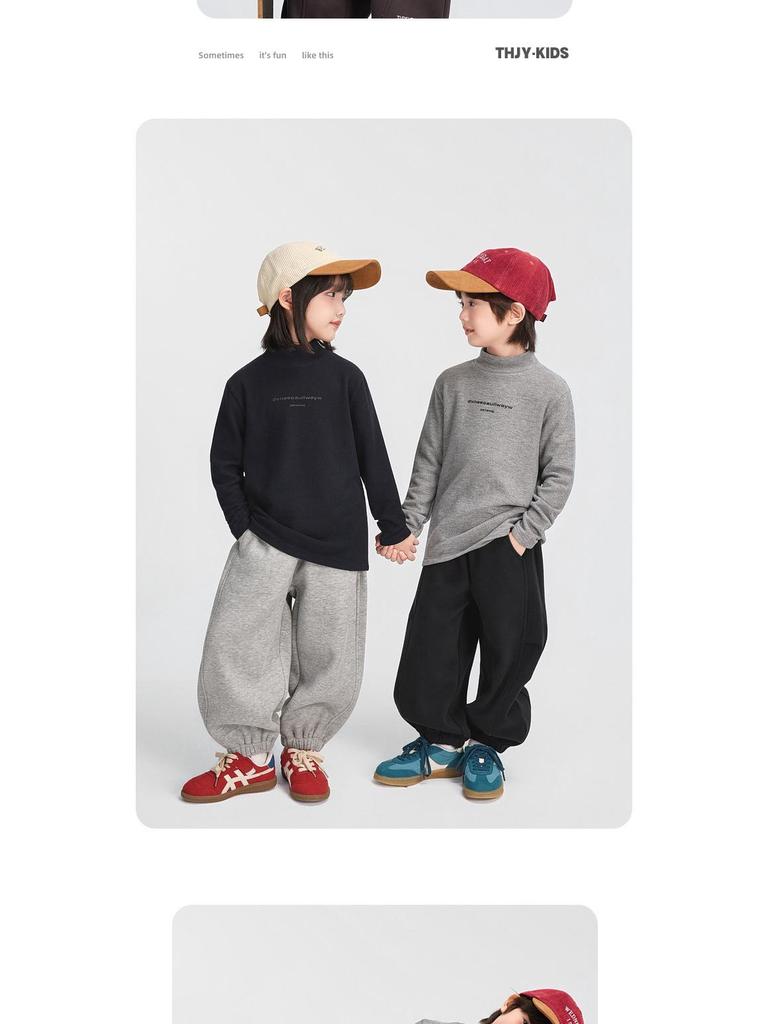 Fairy Tale Memory Chłopięca aksamitna warstwa bazowa 2025: Zimowy półwysoki dekolt dla dzieci średnich i dużych.