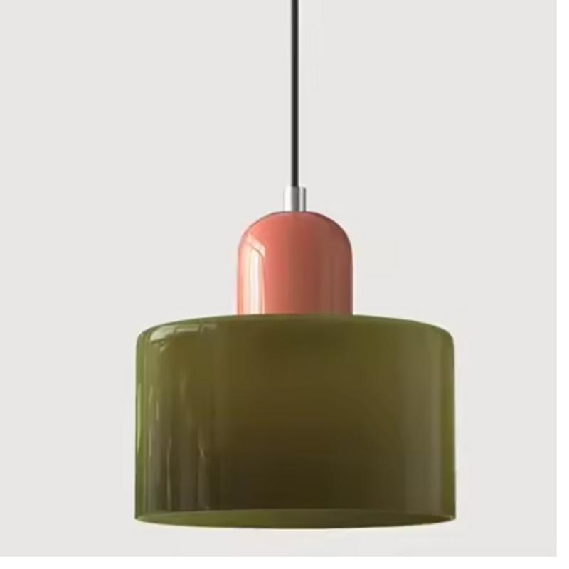 Vintage Stained Glass Small Chandelier Bedside Dining Room Lighting Fixture Home Decorative Light in Pink Orange Green White