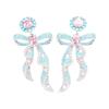 Light luxury niche pink and blue bow earrings, gold-plated temperament versatile 925 silver needle stud earrings, women's models