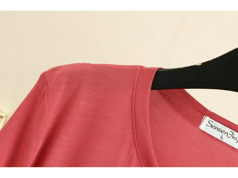 Women's Summer Modal Ruffle Trim T-shirt - Short Sleeve, Loose-Fit, Slimming Half Sleeve