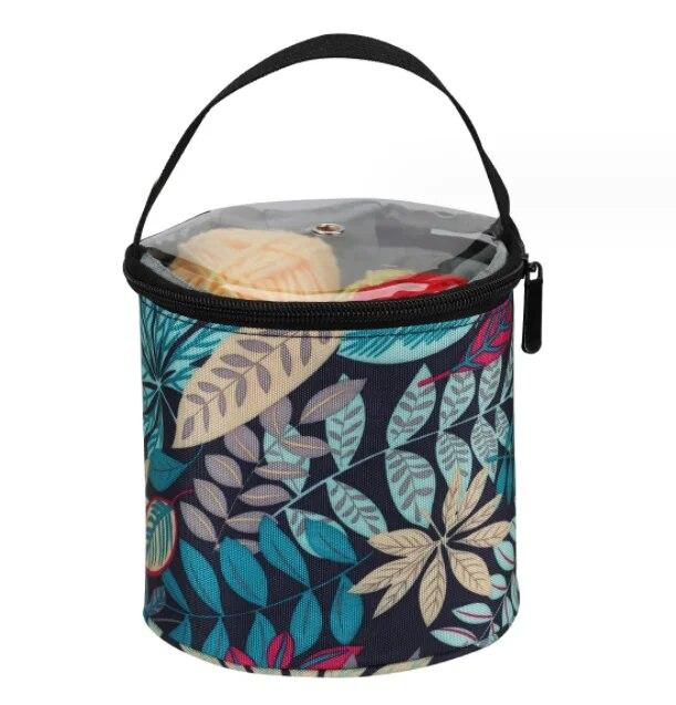 Round Wool Yarn Handheld Storage Bag Portable Knitting Bag with Its Own Thread Hole Tube Bag Crochet Hook Tool Storage Bag