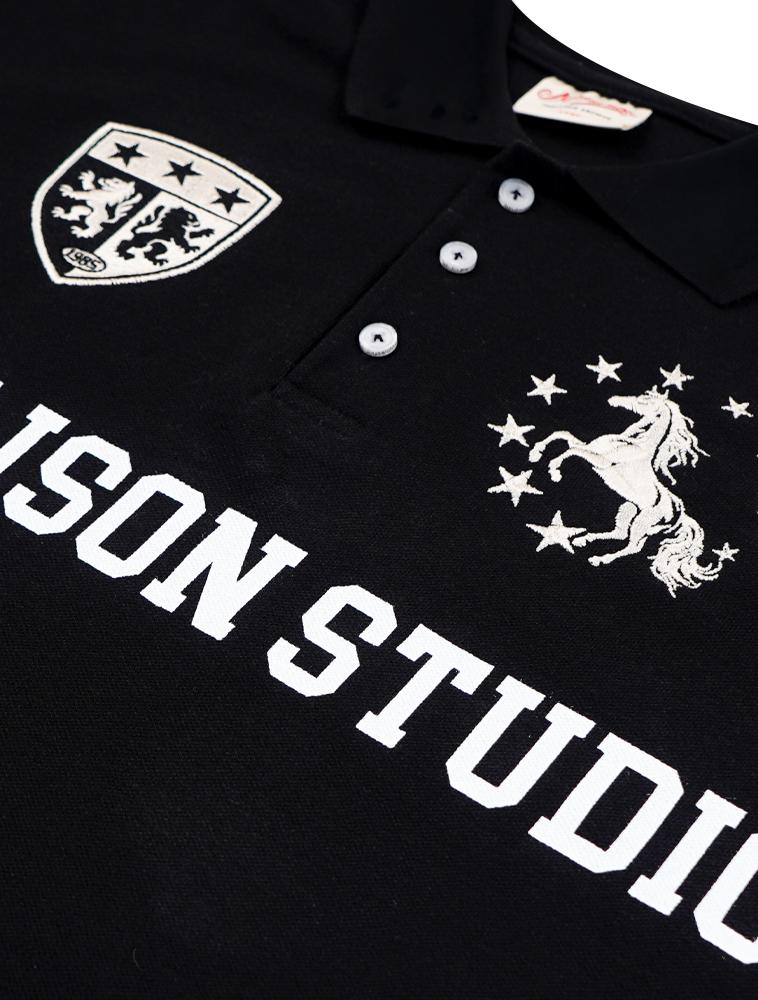 LA MAISON STUDIO Symbol Mix Pique Polo Shirt Black(Fcg2Ts818M)