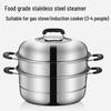 ZISIZ 30cm 2-Layer Thickened Stainless Steel Multi-Cooker Steamer