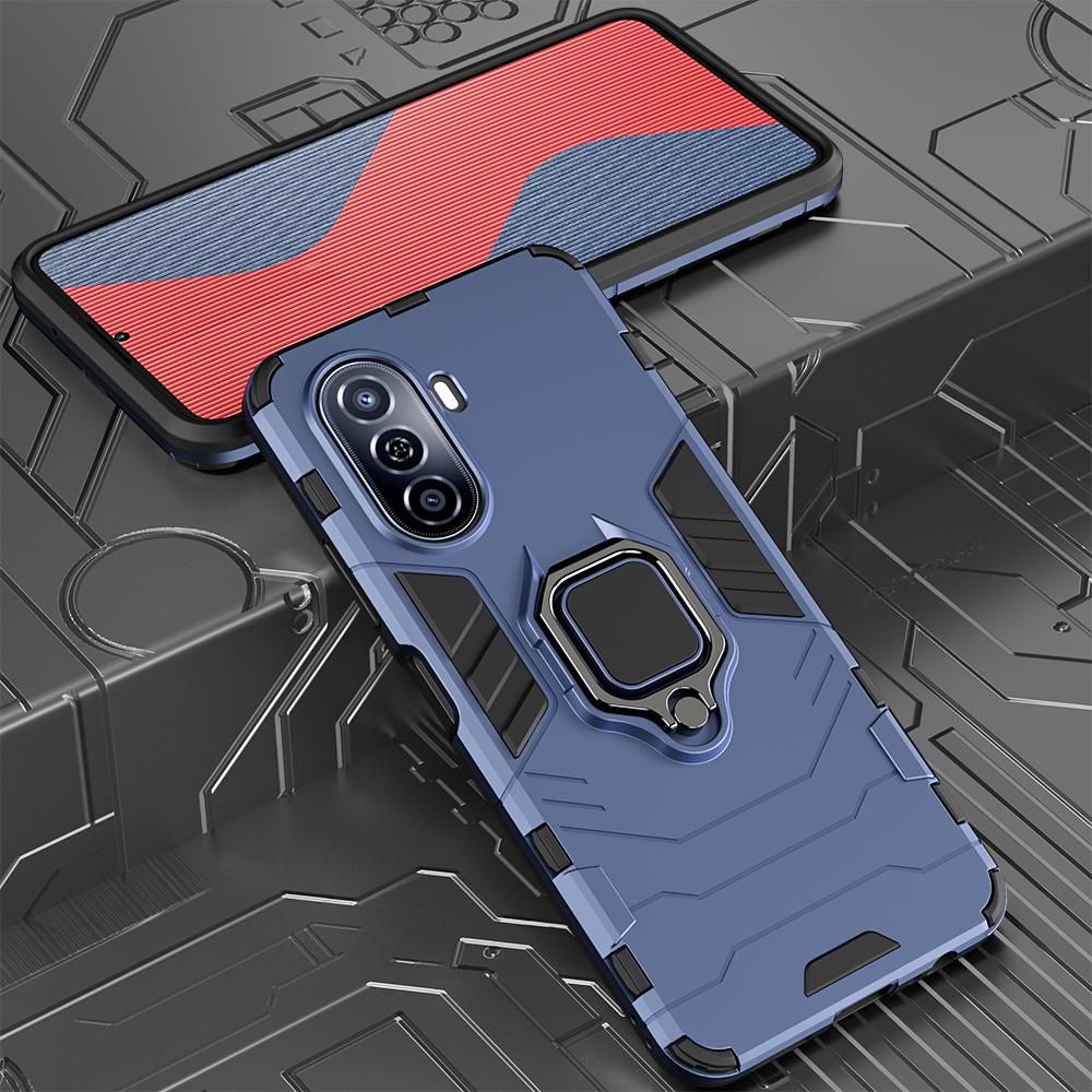 

Противоударный защитный чехол KEYSION для Huawei Nova Y70 Plus, силиконовый + ПК, металлическое кольцо-подставка, задняя крышка для телефона Huawei Nova Y70 Plus for Huawei Nova Y70 синий