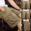 Sommer Herren Casual Shorts Locker Elastischer Bund Verstellbarer Kordelzug Mehrere Taschen Kurze Hosen Mittelalterlicher Mann Knielang Sporthose