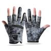 Mens Fishing Gloves 3-Finger Open Design Sun Protection Anti-Slip Breathable Ice Silk Bass Lure Casting