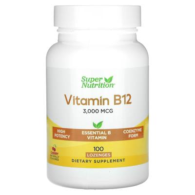 Vitamin B12, Kirschgeschmack, 3.000 mcg, 100 Lutschtabletten