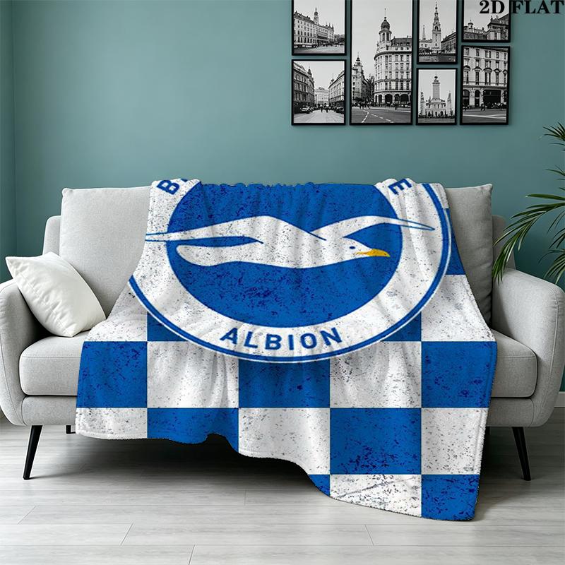 Brighton & Hove Albion FC Print Flannel Blanket High Quality Warm Comfortable Cover for All Seasons Perfect for Gifts Home Decor