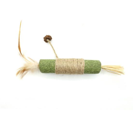 Cat Catnip Chew Stick Toy with Jute Rope Bite Resistant Cat Feather Teething Toy Pet Teeth Cleaning Interactive Boredom
