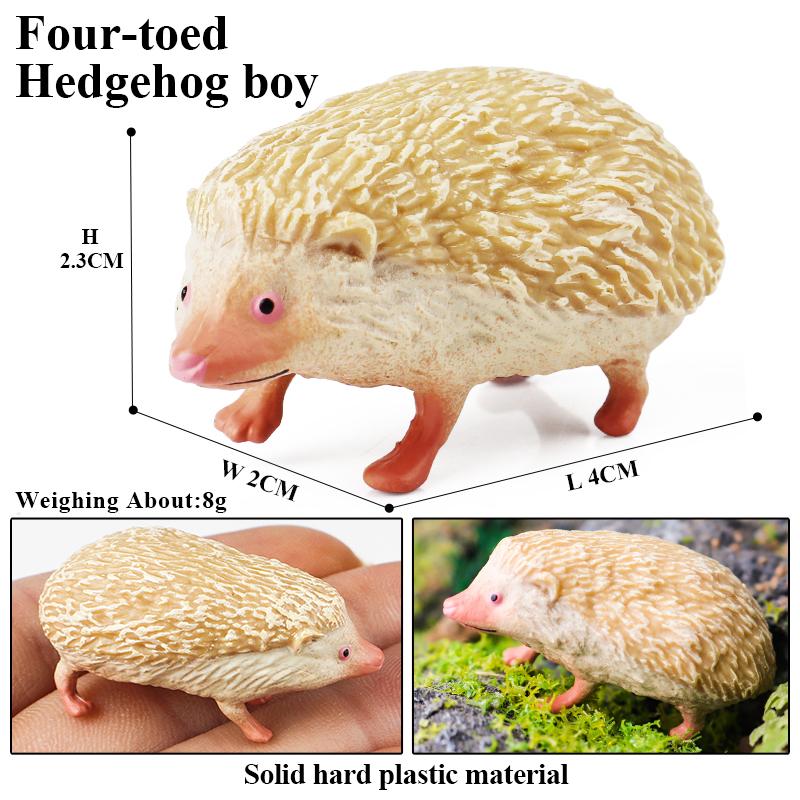 Oenux Simulation Wild Jungle Forest Animals Hedgehog Model Action Figures Cake Topper Party Favor Cute Education Kid Toy Gift