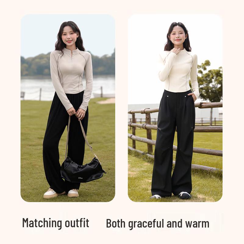 Baleno Women's Slim-Fit Fleece-Lined Mock Neck Long-Sleeve Thermal Top