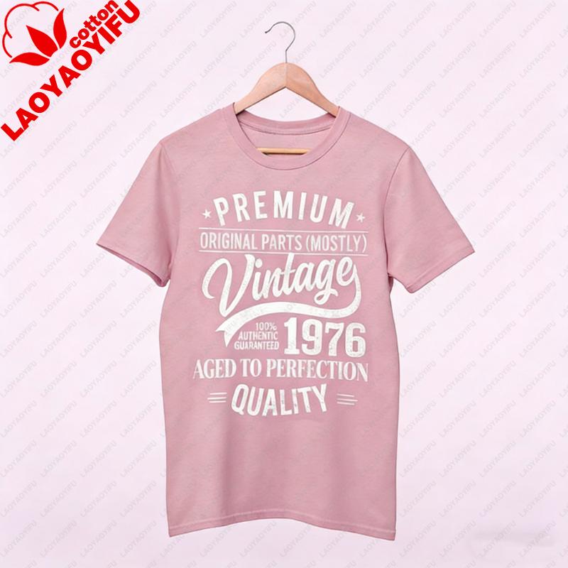 1976 46th Birthday Tshirt Funny Vintage Parts Gift Present for Him Her Idea Printed Tshirt Tops Allmatch Casual Shortsleev