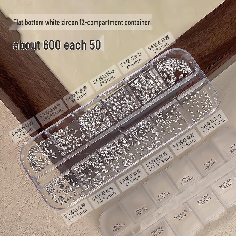 Mixed Irregular Flatback Nail Art Box: Super Shiny Snowflake Rhinestones & Mini Zircon Stars