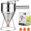 40oz Pancake Batter Dispenser, Stainless Steel Cake Dispenser with 4 Caliber Funnel & Stand, Baking Tools for Pancakes, Cupcakes & Baked Goods
