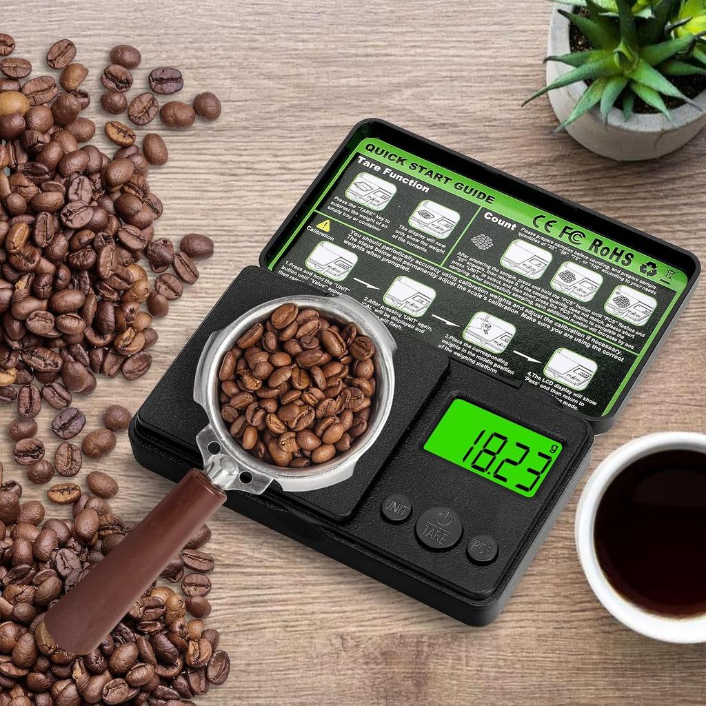 0.01/1000g Digital Pocket Scales, Portable Precision Gram Scales with 7 Units and Tare Function, Electronic Weighing Kitchen Scales with LCD Display