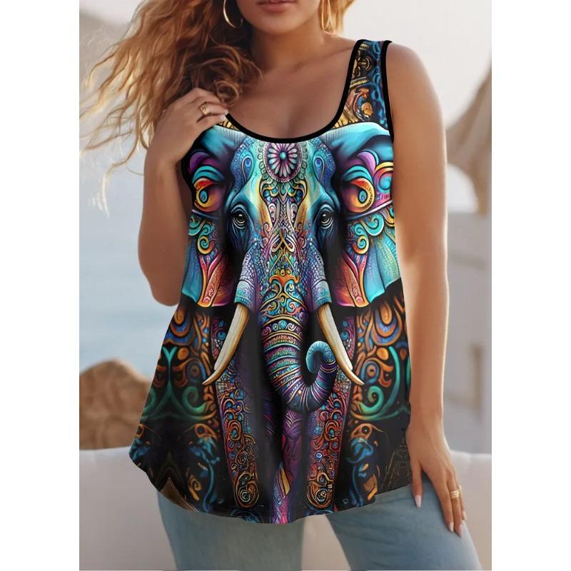 Women's Sleeveless Vest Creative Colorful Pattern Printing Comfortable Soft Fashionable Versatile Summer Oversized Vest