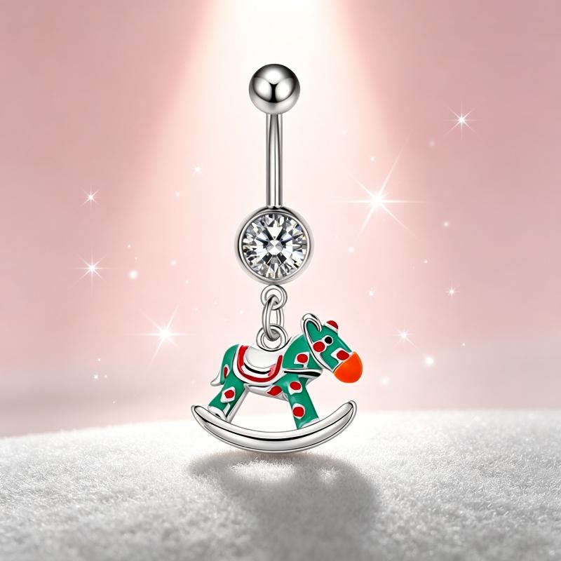 Cute Sweet Dangle Belly Button Rings  Butterfly Heart Navel Ring Stainless Steel Body Piercing Jewelry