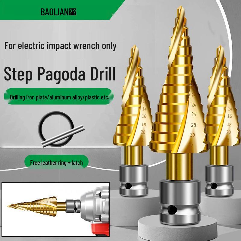 

Baolian Pagoda Drill Bit for Electric Wrenches - Stainless Steel Step Drill for Wood and Metal Electric Wrench 4-20mm 9 Steps Straight Groove