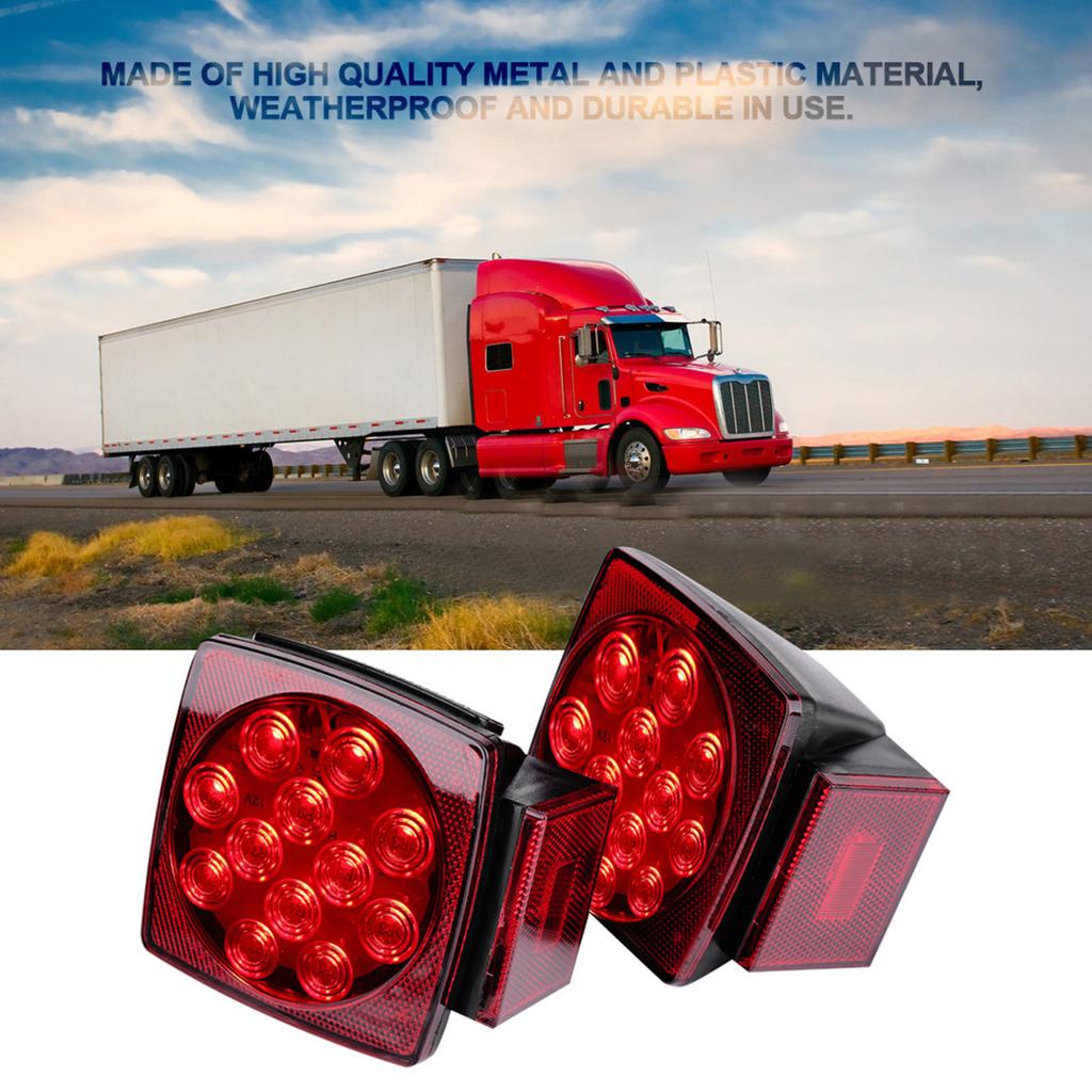 12V LED Nedsänkbar Fyrkantig Bakljuskit Släpvagn Stopp Broms Båt Marin Under 80