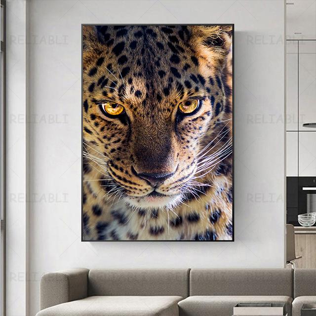 Leopard Pictures Big Cat Posters and Pirnts Animal Canvas Painting Wildlife Wall Art for Living Room Decor Home Decoration