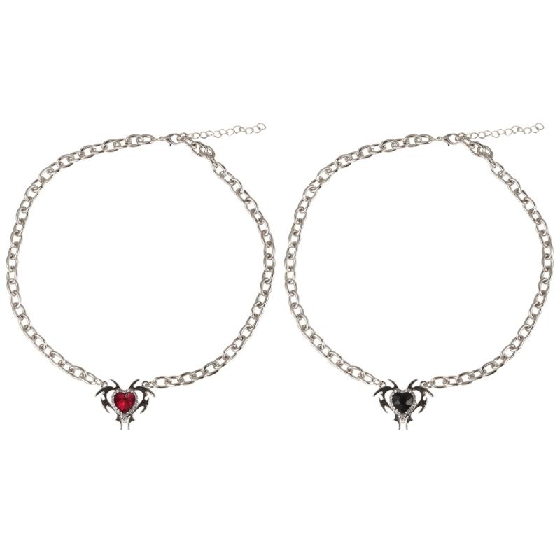 Zircon Love Pendant Necklaces Alloy Material Heart Pendant Necklaces Thick Chain Necklaces Party Jewelry Gift for Women