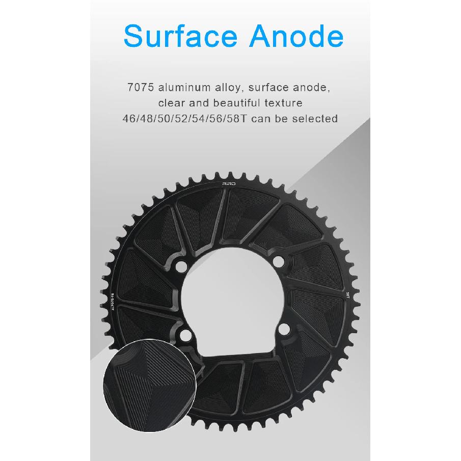 RIRO 4-Bolts 110BCD Single Chainring, 46/48/50/52/54/56/58T Road Bike Chainwheel, Compatible with Shimano 105/FC-R7000/R8000