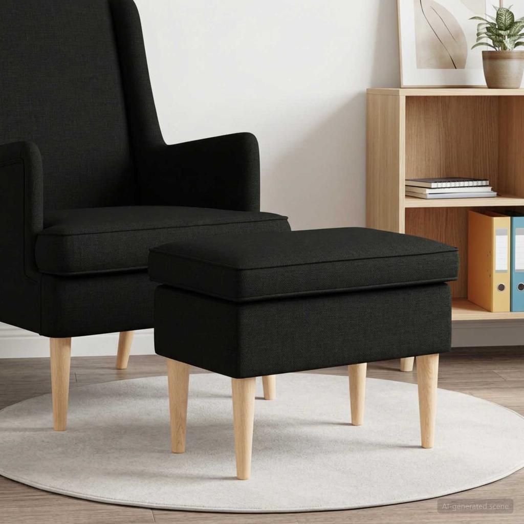 Black Footstool 55 x 35 x 41 cm Fabric