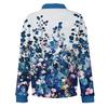 Damen lockeres V-Ausschnitt langärmeliges Knopfleisten-Blumen-Pullover-Oberteil