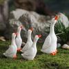 White Goose Yard Art Realistic Ornament, Miniature Resin Figurine, Garden Statue Ornaments for Outdoor Micro Landscape Bonsai Patio Decor Figurines