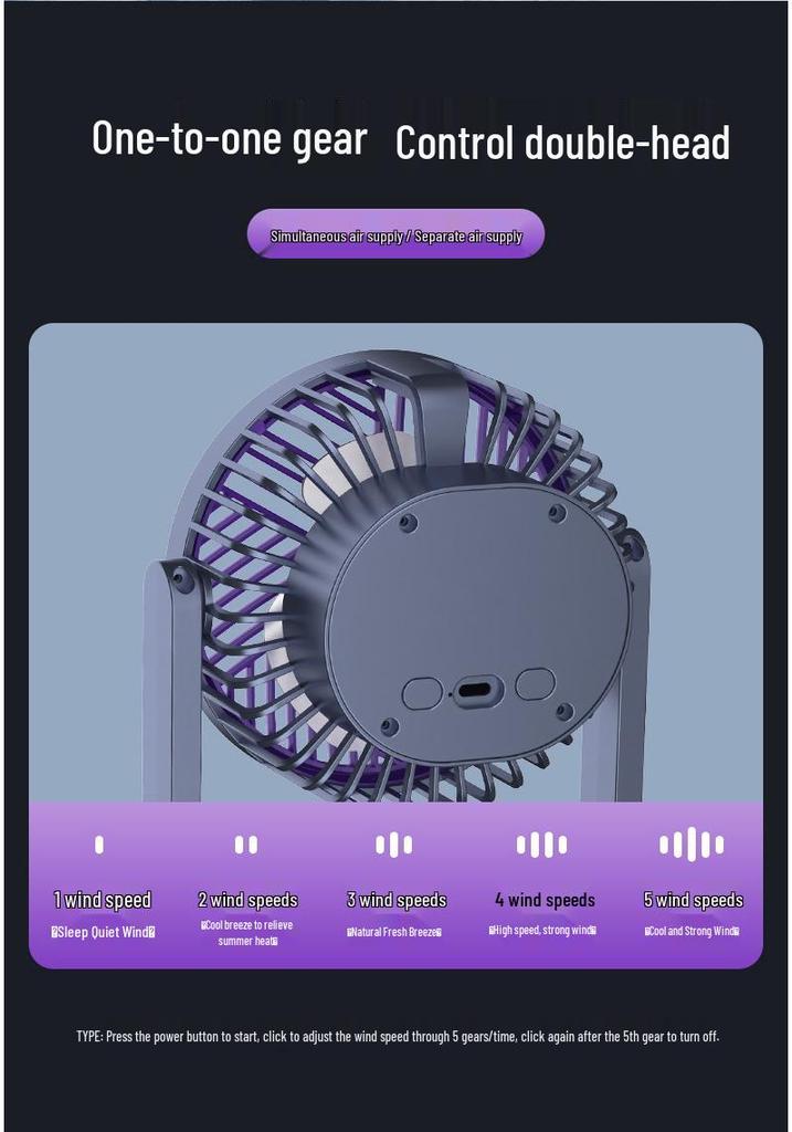 New Dual-Head Vertical Fan for Office, Dorm, and Home
