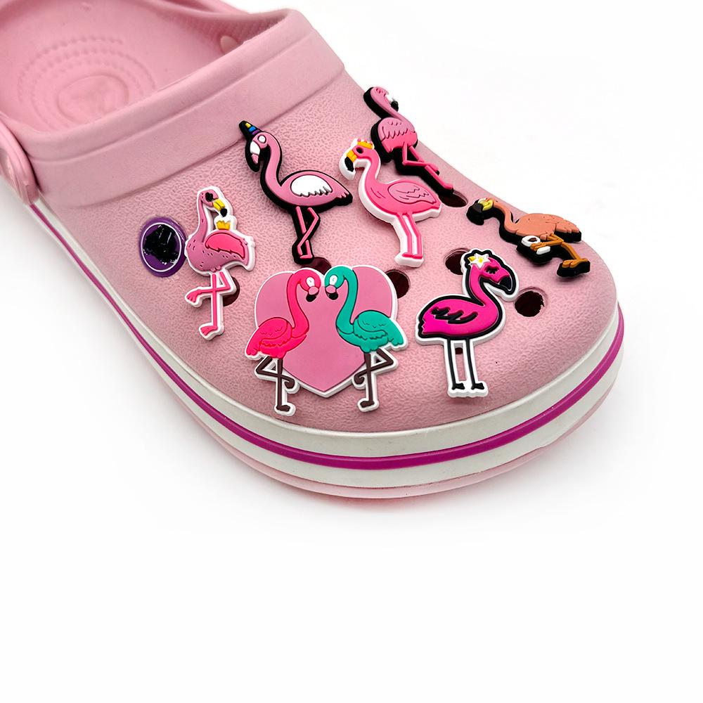 Flamingo Crocs Accessories: PVC Soft Rubber Flowers & Cartoon Shoe Buckles
