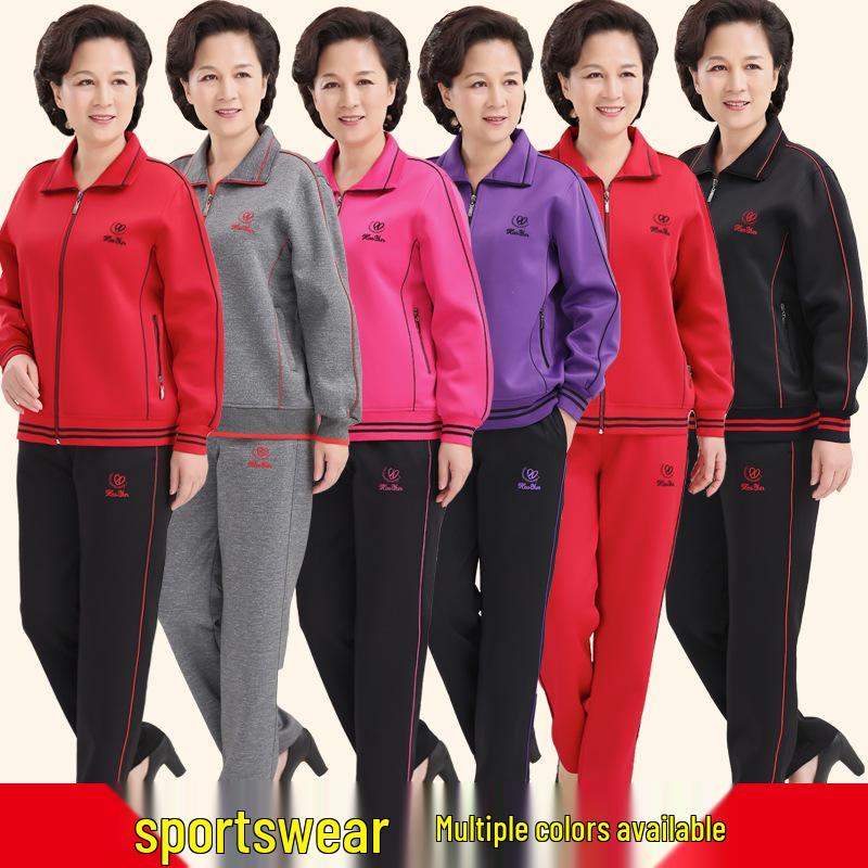 Sportbekleidungs-Set für Damen in Übergröße - Frühjahr/Herbst 2023, Zweiteiler mit langen Ärmeln für Mütter mittleren Alters und ältere Mütter