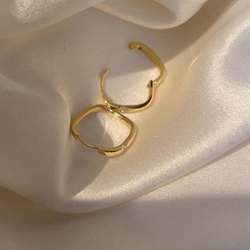 Light Luxury Square Zircon Geometric Ear Cuffs Simple Metal Circle Earrings Minimalist Summer Jewelry