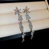 Flower fringed earrings French light luxury high-end earrings niche individual cold wind earrings