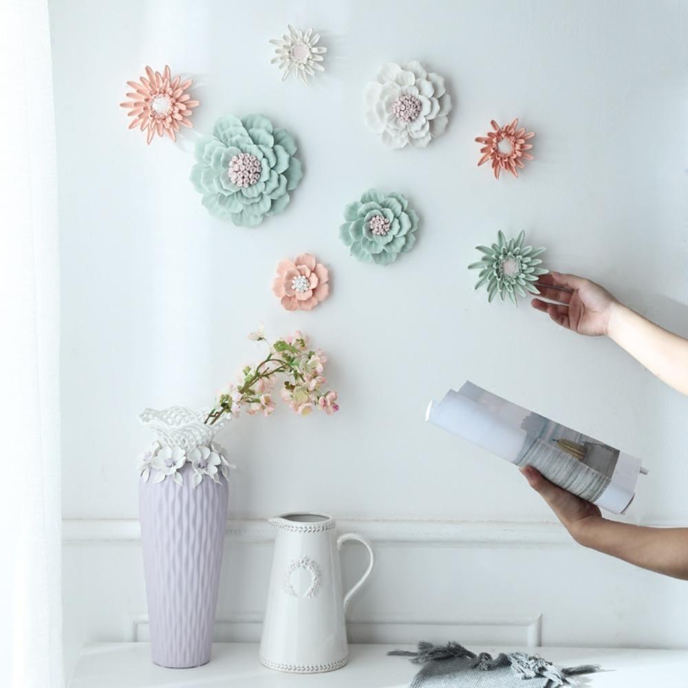 Ceramic Flower Wall Decoration Wall Decoration Creative Living Room Bedroom Wall TV Background Three-dimensional Decoration