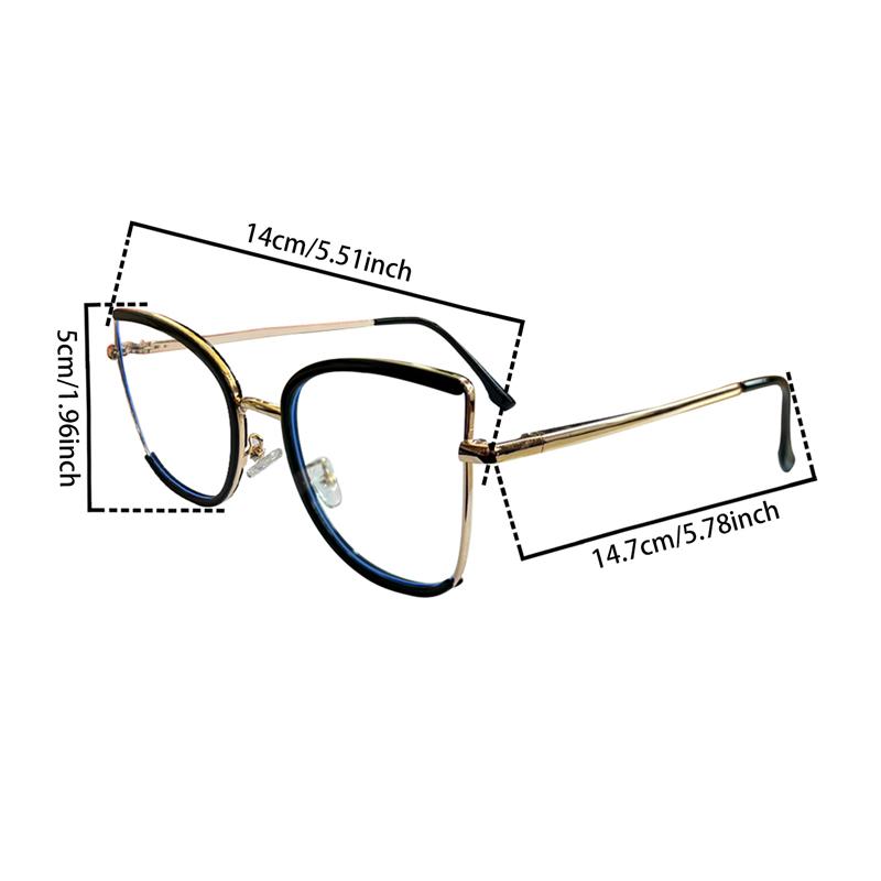 Oversized Vintage Glasses Women New Fashion Blue Light Blocking Eyewear Trendy Semi Metal Design Decorative Eyeglasses