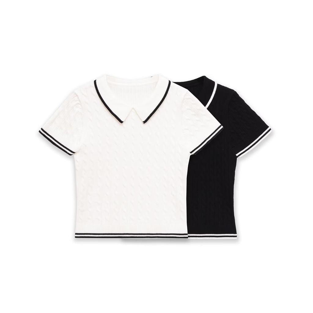 2026 Spring European & American Women's Cable Knit Short-Sleeved Sweater