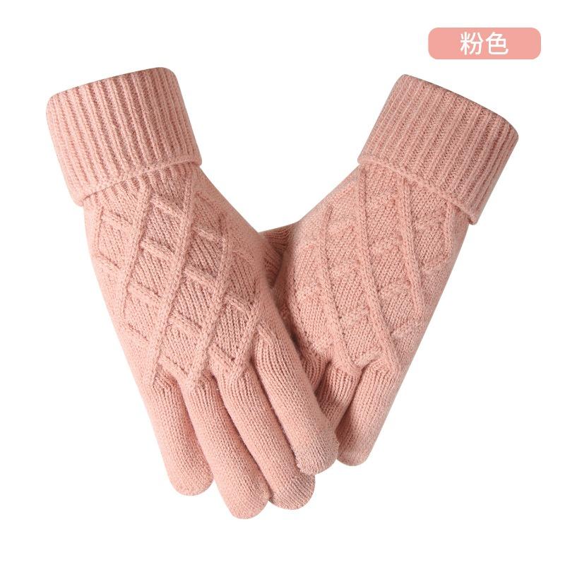 Knitted Gloves Winter Outdoor Cycling Gloves Cold-proof Women's Office Gloves Thickened Extended Warm Gloves