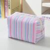 Polyester Striped Makeup Bag For Women With Storage Compartment Travel Organizer