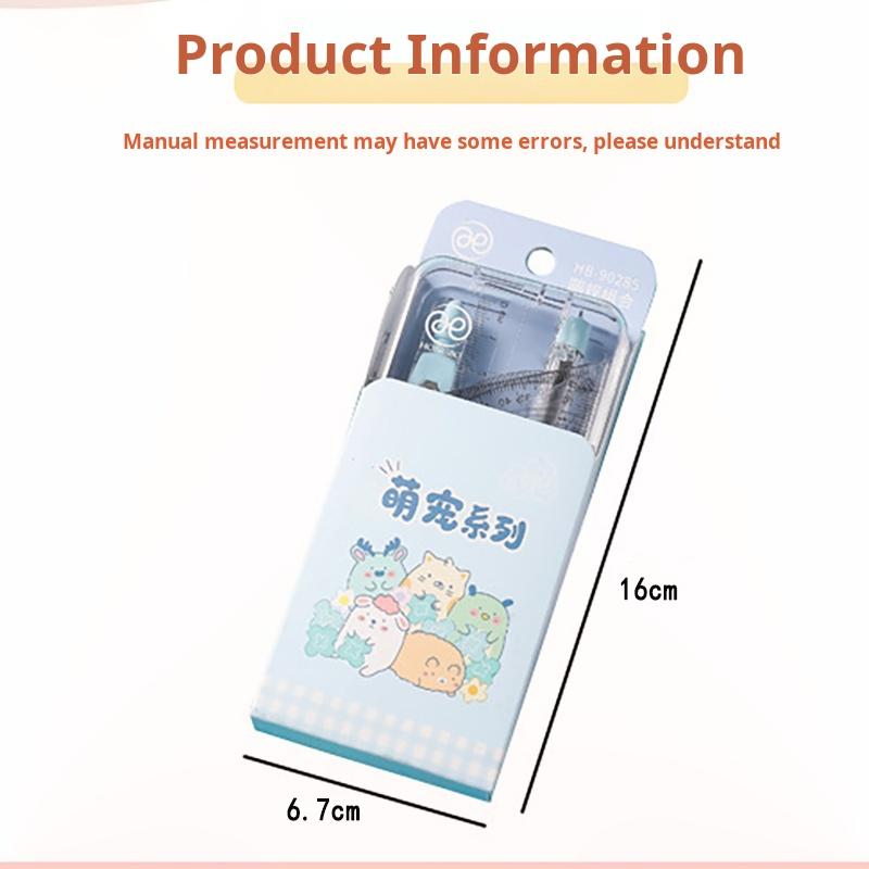 7pcs/set Circular Gauge Set Student Ruler Protractor Learning Stationery Gift Set Student Drawing Painting