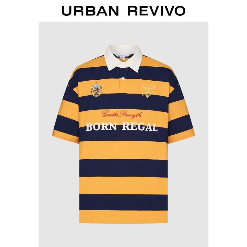 UR Men s Striped Embroidered Cotton Polo Shirt M