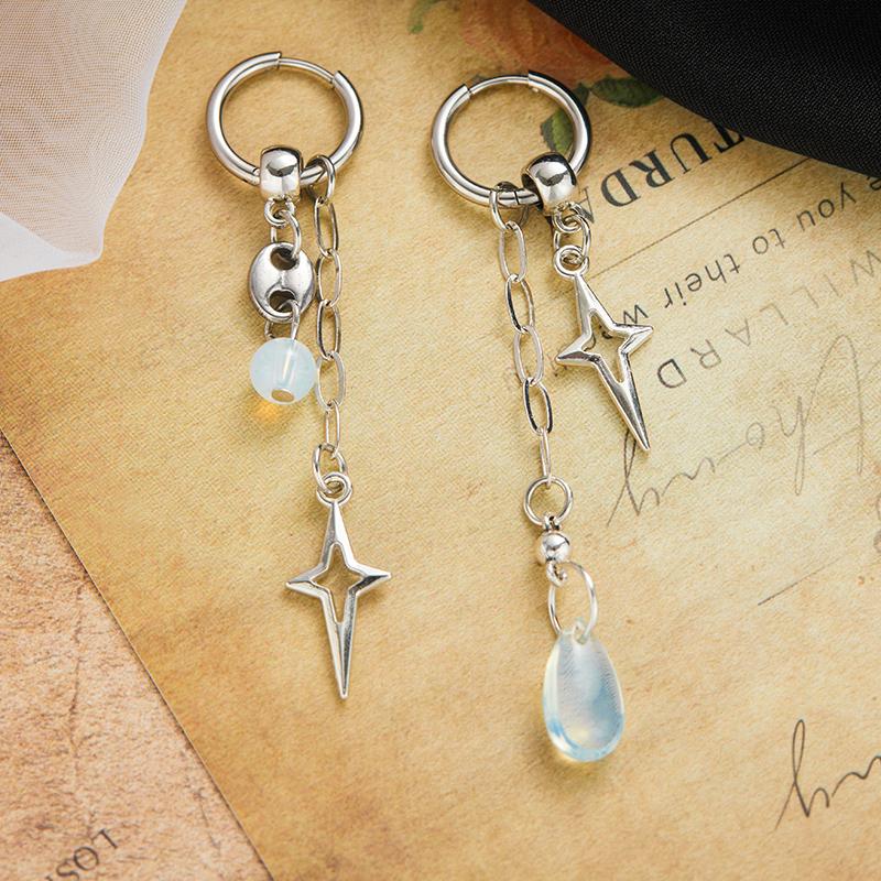 Gothic Rock Punk Cross Star Drop Long Earrings Women Men Hip Hop Party Jewelry Gift Y2K Korean Trend