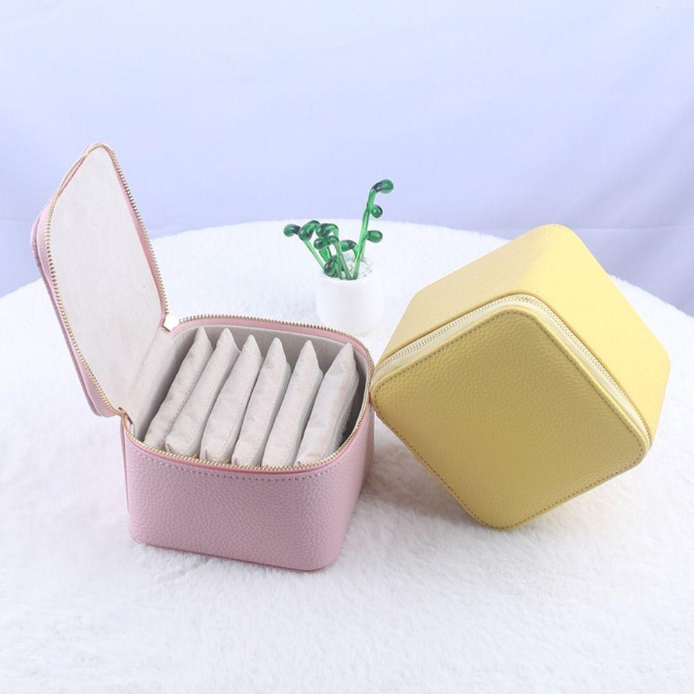 Large Capacity Jewelry Box PU Leather Zippered Pockets Jewelry Display Box with Small Pouches Multi-function