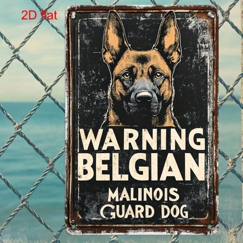 Vintage Belgian Malinois Metal Wall Sign Dog Security